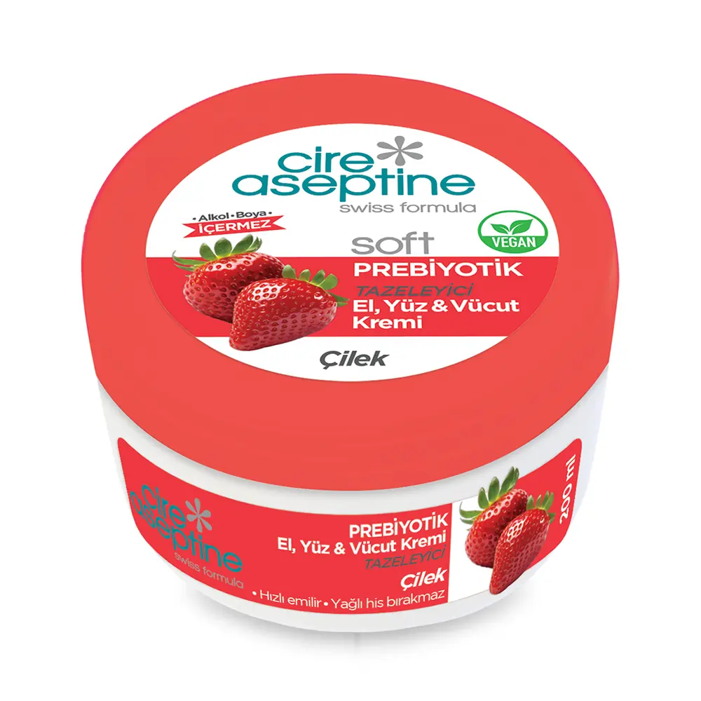 Cire Aseptine Soft Prebiyotik Çilek El Yüz Ve Vücut Kremi 200 Ml
