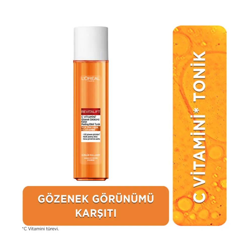 L'Oréal Paris Revitalift C Vitamini Gözenek Görünümü Karşıtı Peeling Etkili Tonik 180 Ml