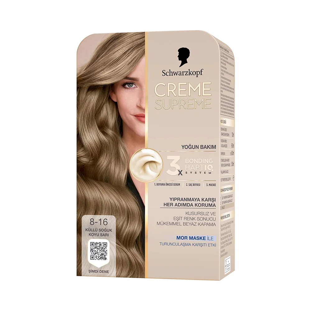 Creme Supreme Saç Boyası 8-16 Küllü Soğuk Koyu Sarı