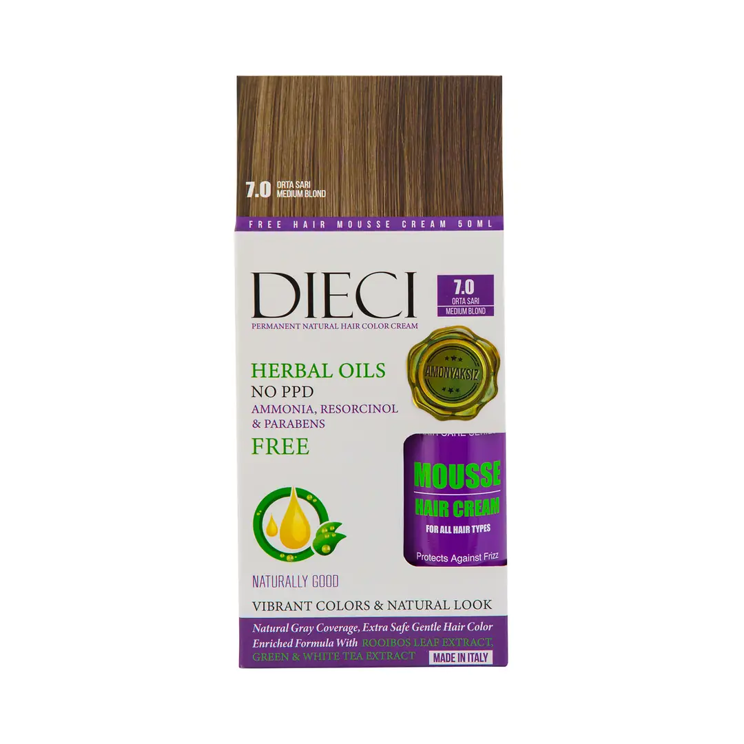 Dieci Herbal Oil  Amonyaksız Kit Boya 7.0 Orta Sarı