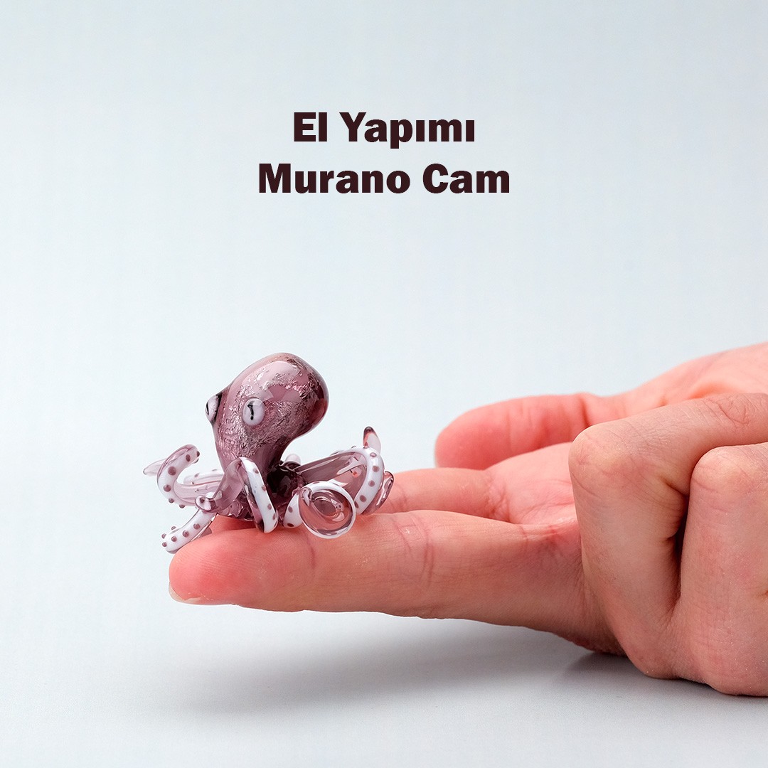 Küçük Mor Ahtapot Cam Biblo | El Yapımı Dekoratif Ev Aksesuarı