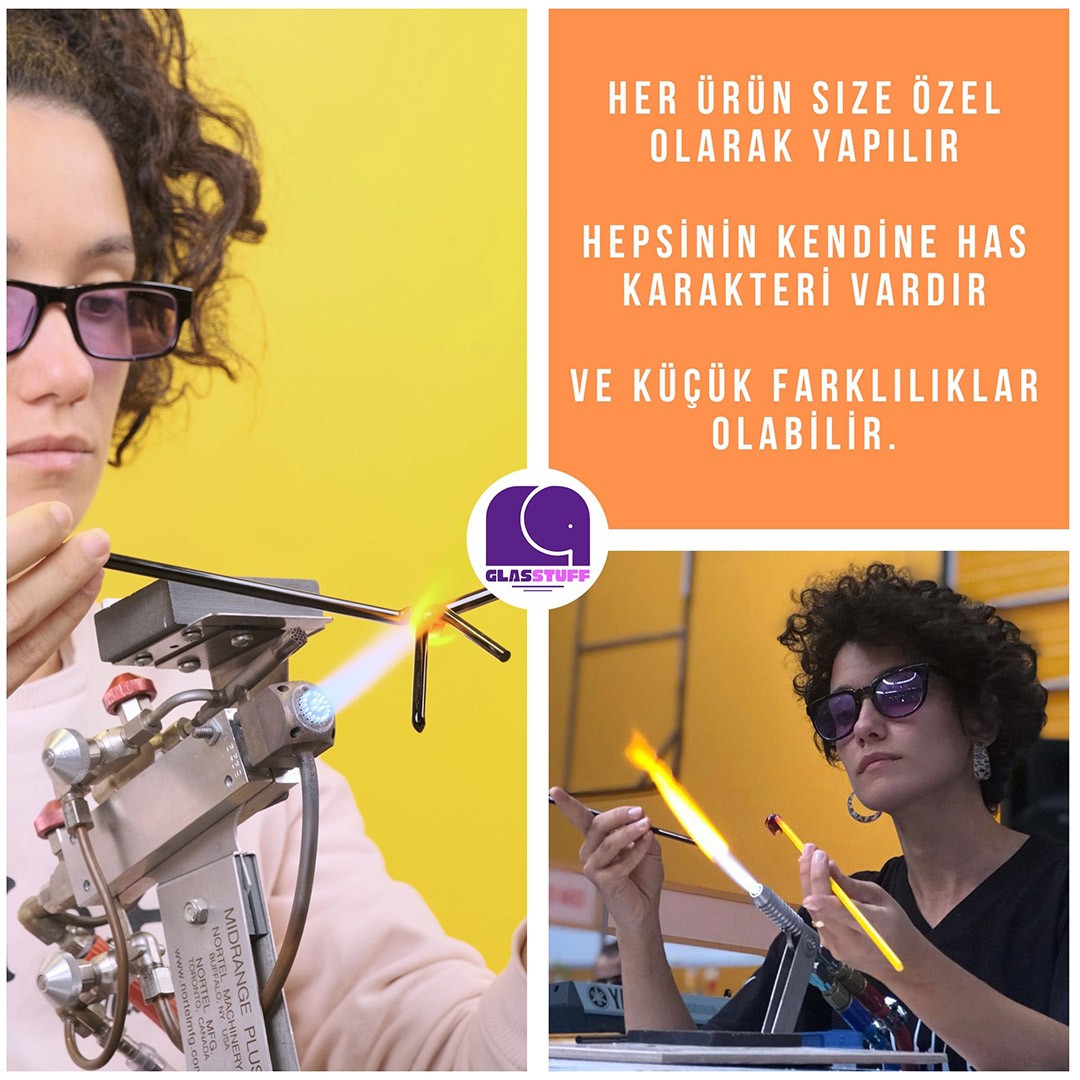Amber Renk Minyatür Cam Dekoratif Obje | El Yapımı Ahtapot Tasarımı