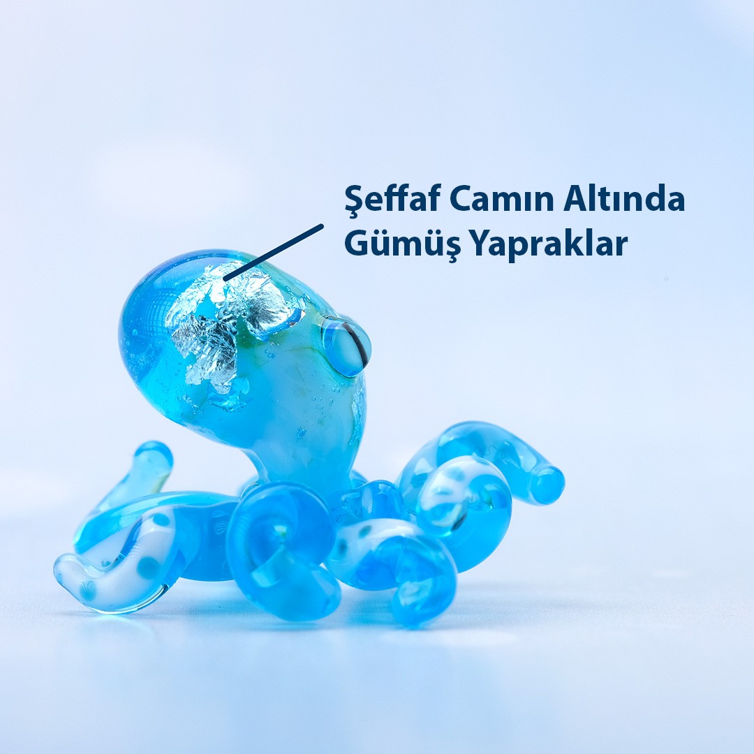 Minik Mavi Cam Ahtapot | El Yapımı Minyatür Cam Biblo