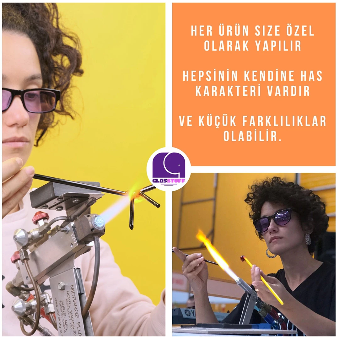 Amber Renk El Yapımı Cam Biblo | Alevde Şekillendirilmiş Minyatür Ahtapot