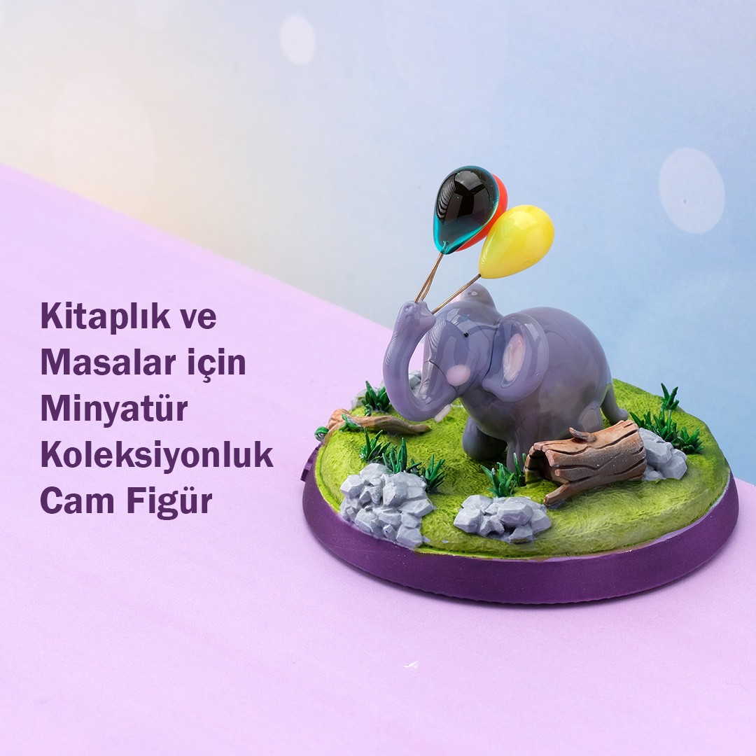 Balonlu Fil Cam Biblo - Kişiye Özel 3D Baskı