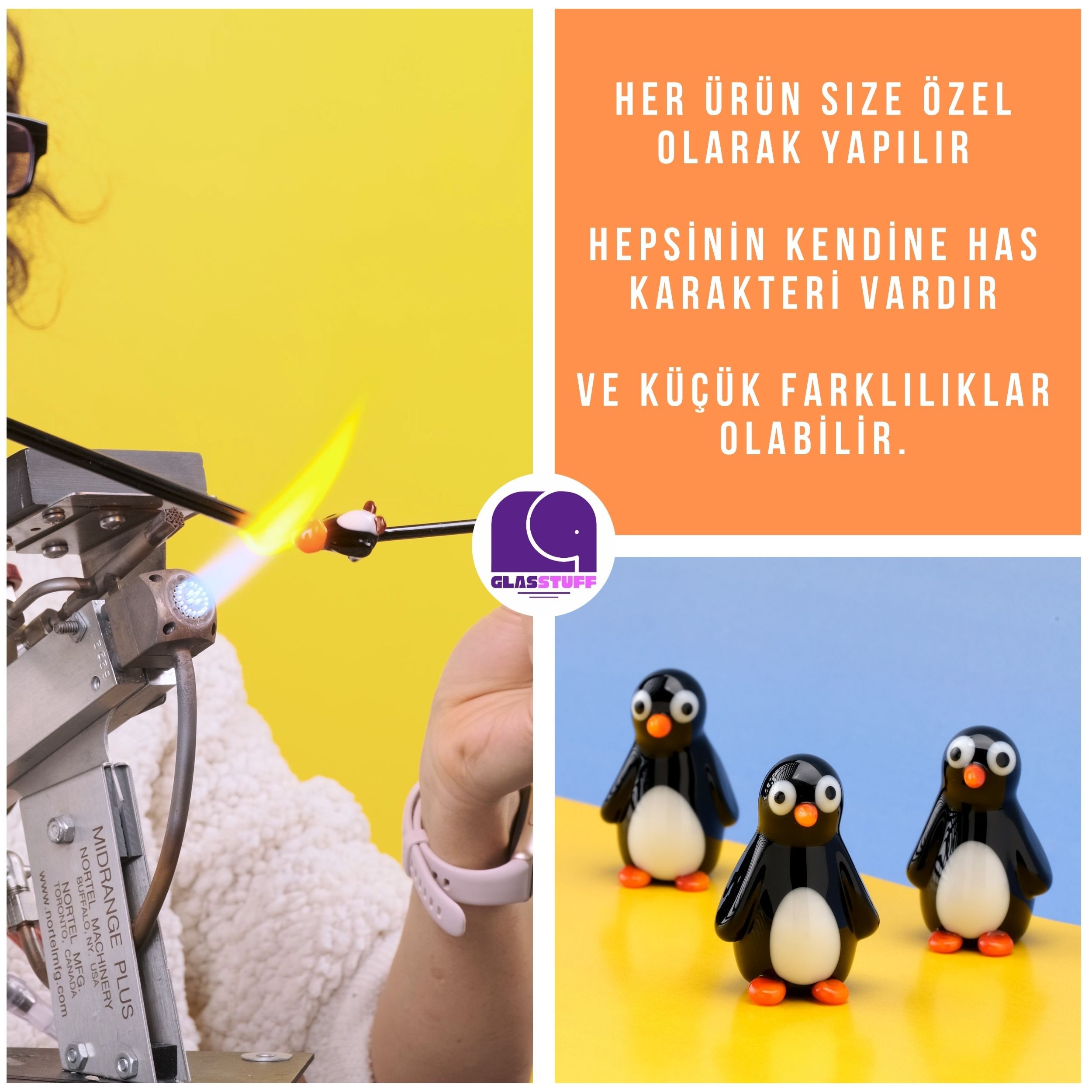 Cam Penguen Biblo El Yapımı Yılbaşı Hediye – Buzul Temalı Kişiselleştirilebilir Dekoratif Obje