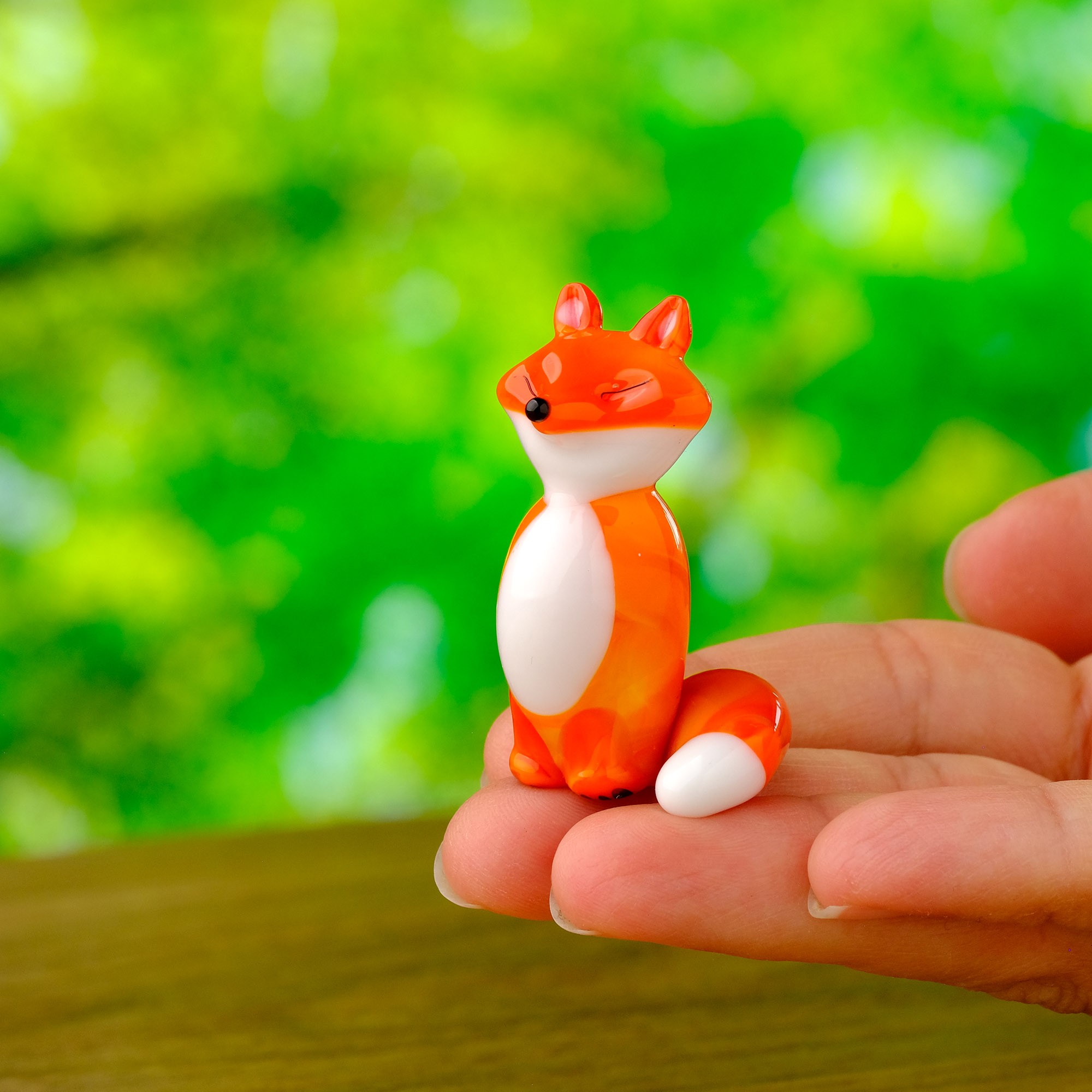 El Yapımı Cam Turuncu Tilki – Aile Temalı Dekoratif Biblo & Obje