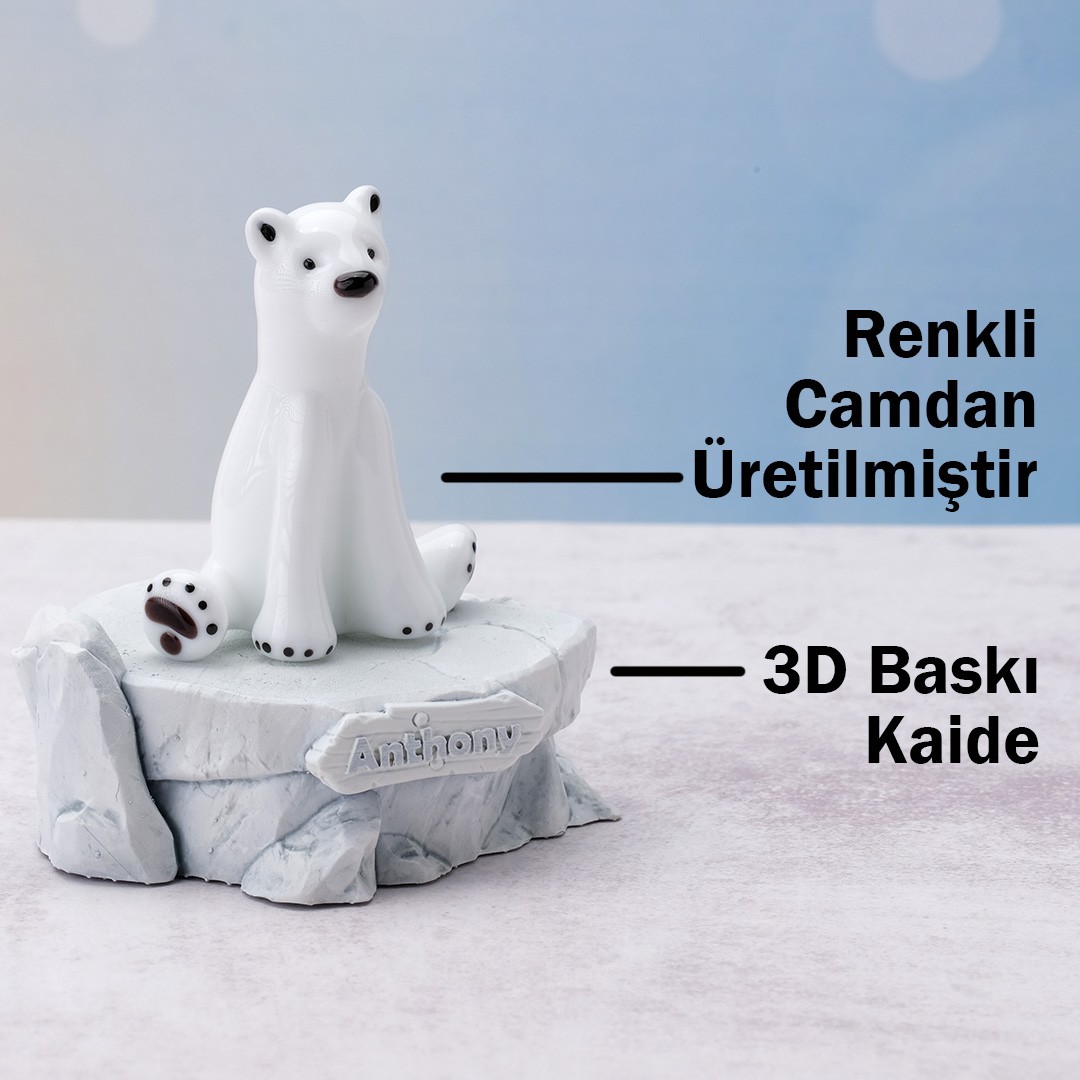 Kutup Ayısı Cam Biblo - Kişiye Özel 3D Baskı