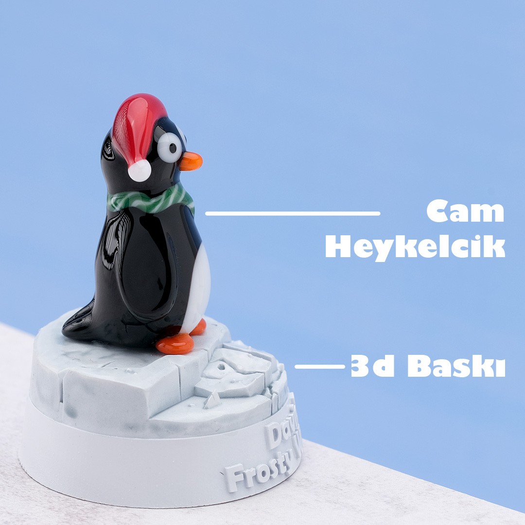 Cam Penguen Biblo El Yapımı Yılbaşı Hediye – Buzul Temalı Kişiselleştirilebilir Dekoratif Obje