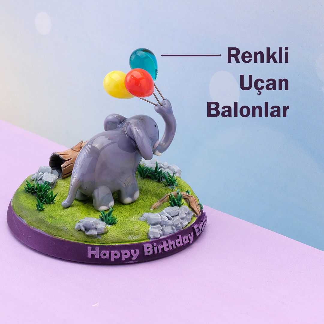 Balonlu Fil Cam Biblo - Kişiye Özel 3D Baskı