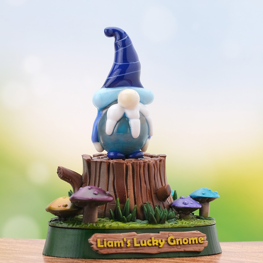 Cam Gnome (Cüce) Biblo – El Yapımı Lacivert Şapkalı, Orman Temalı Kişiye Özel 3D Baskı Kaideli