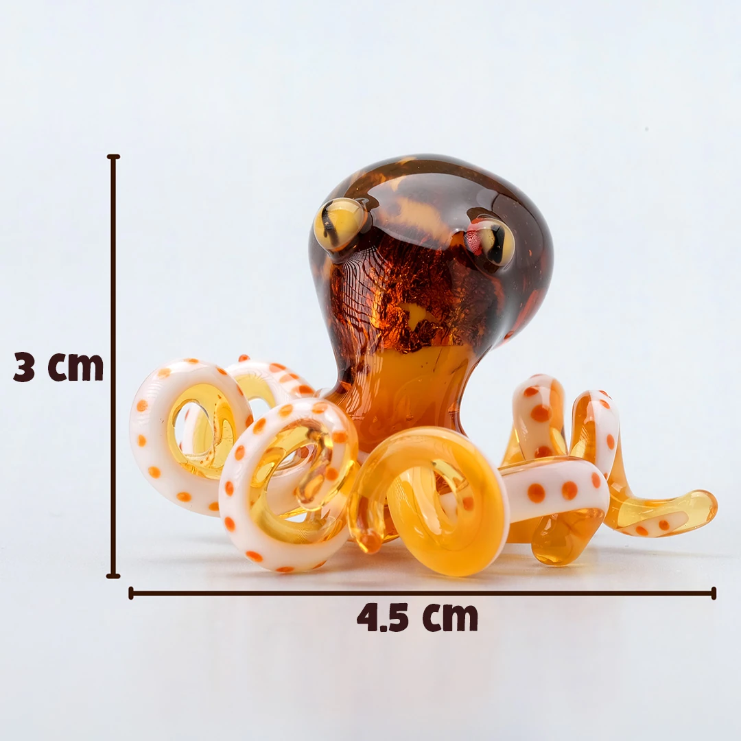 Amber Renk El Yapımı Cam Biblo | Alevde Şekillendirilmiş Minyatür Ahtapot