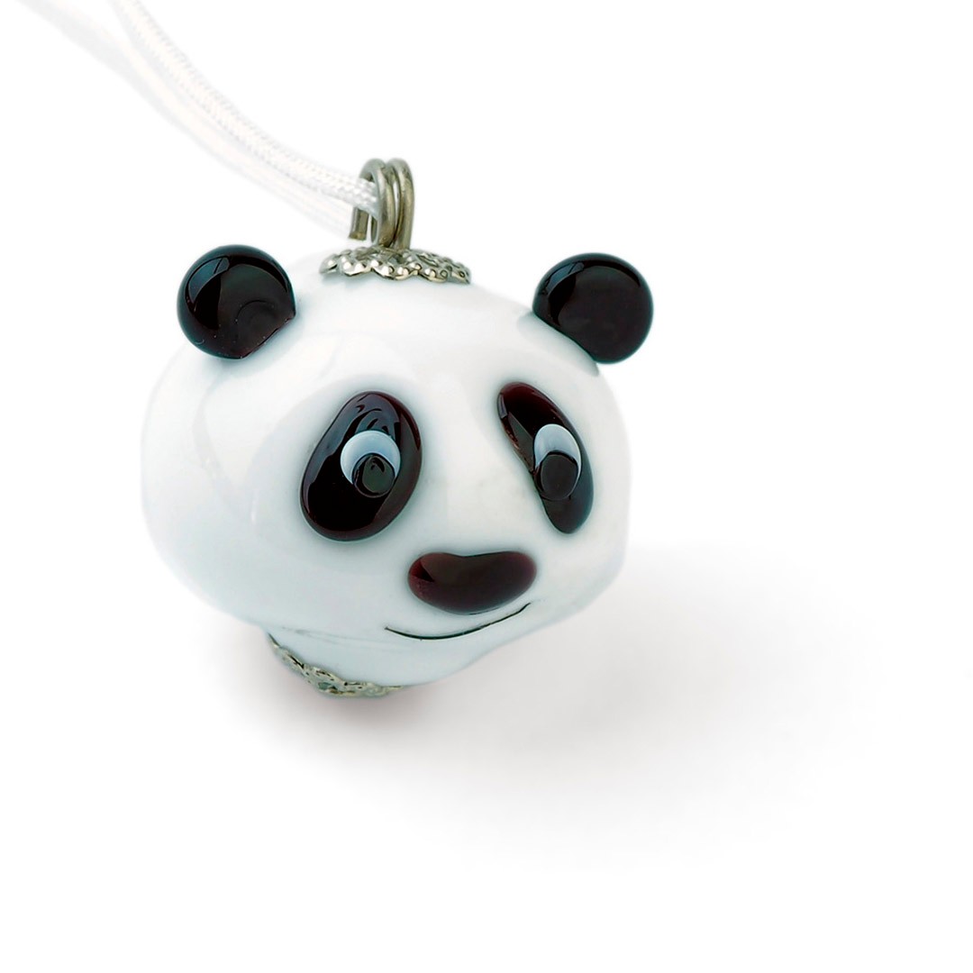 Üfleme Panda Murano Cam Kolye Ucu