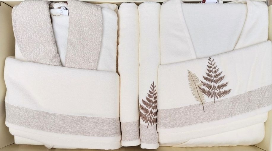 Özdilek Cotton Blıss Krem-Bej Aile Bornoz Seti