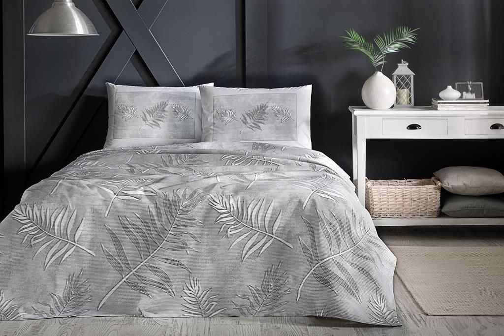 Özdilek Nevresim Takımı  Ranforce King Size (Battal Boy) Gri Frunze