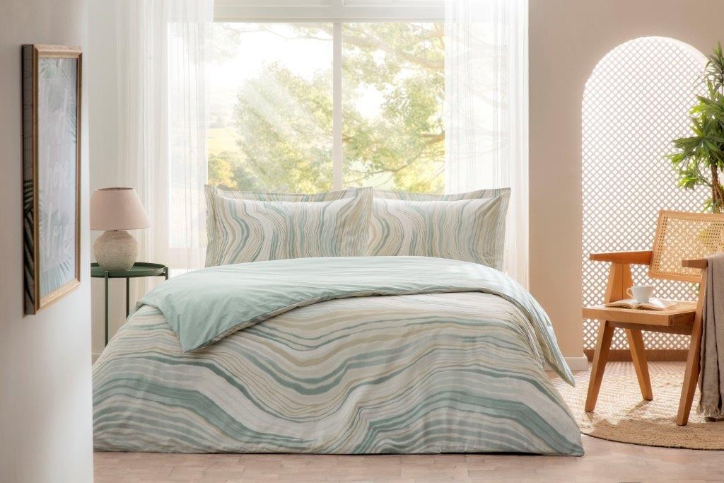 Özdilek Nevresim Takımı Ranforce Çift Kişilik Mınt Natural Marble