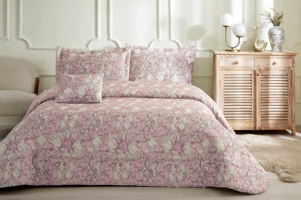 Özdilek Yatak Örtüsü Marble Pembe Çift Kişilik