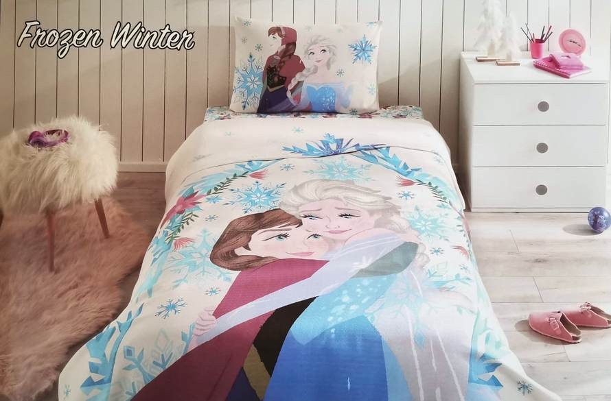 Özdilek Disney Pike Takımı Lastikli Çarşaf Ranforce Tek Kişilik Frozen Wınter