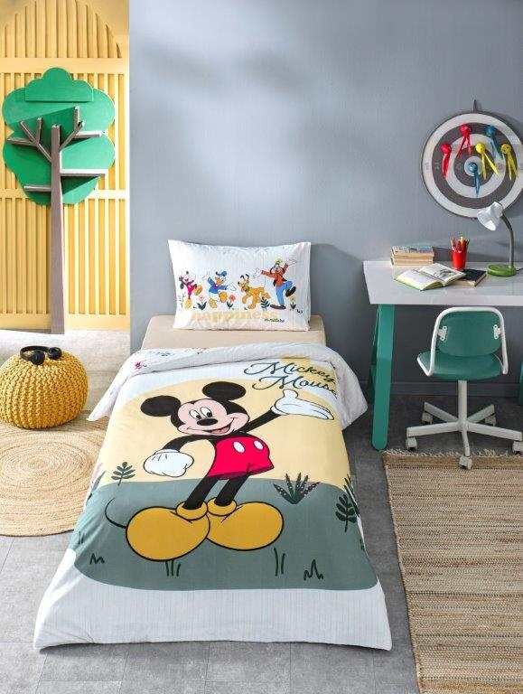 Özdilek Disney Nevresim Takımı  Ranforce Tek Kişilik Sarı Mıckey Nomadıc