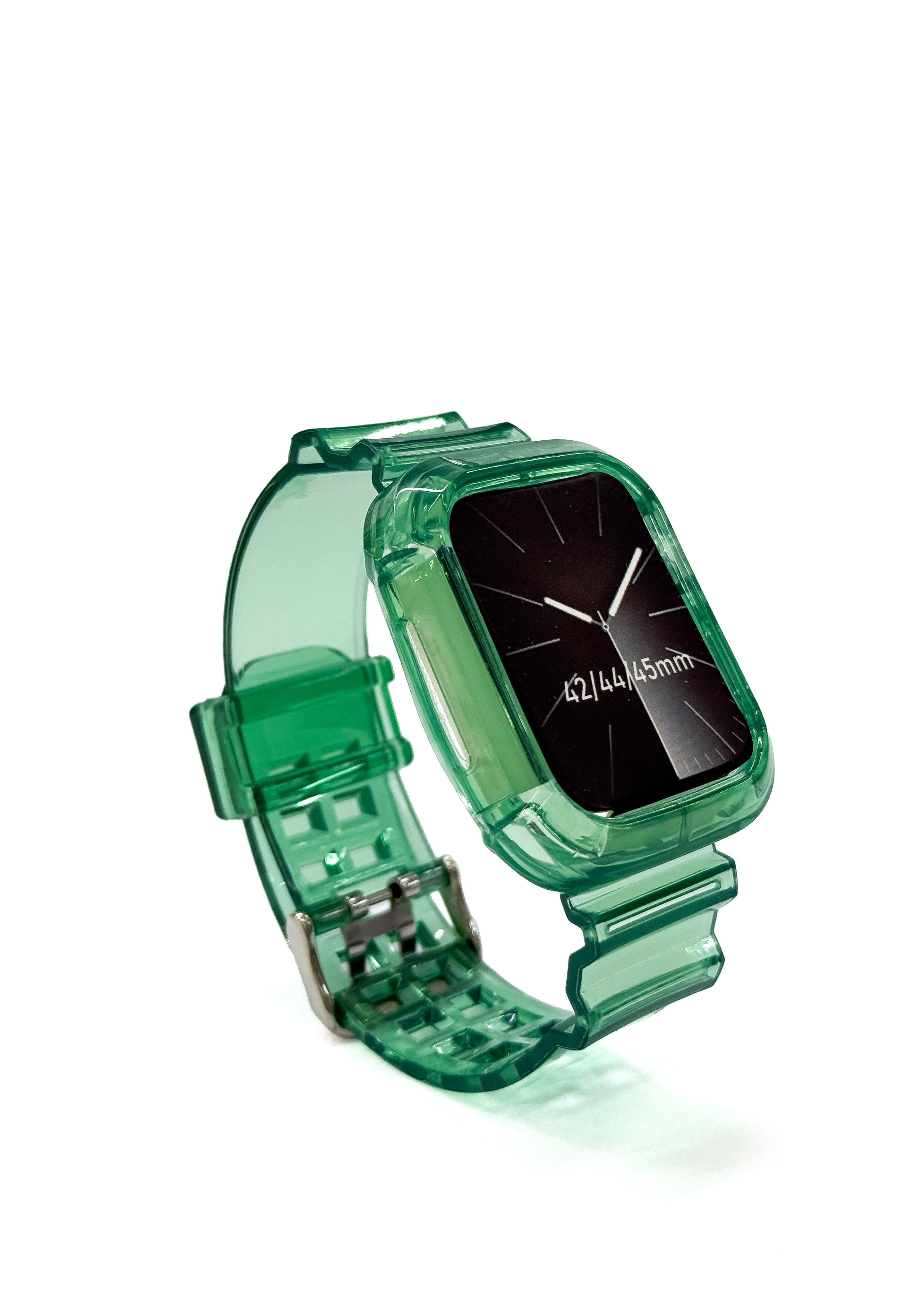 ClearFit Serisi - Şeffaf Silikon Apple Watch Kasa Koruyuculu Tank Kordon