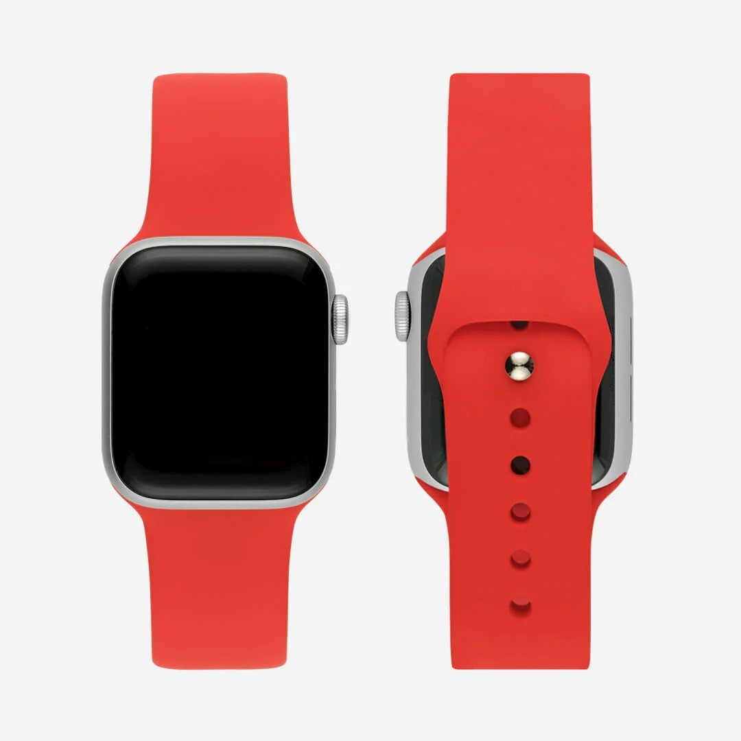 Kırmızı Silikon Kordon – Apple Watch Uyumlu (S/M & M/L)