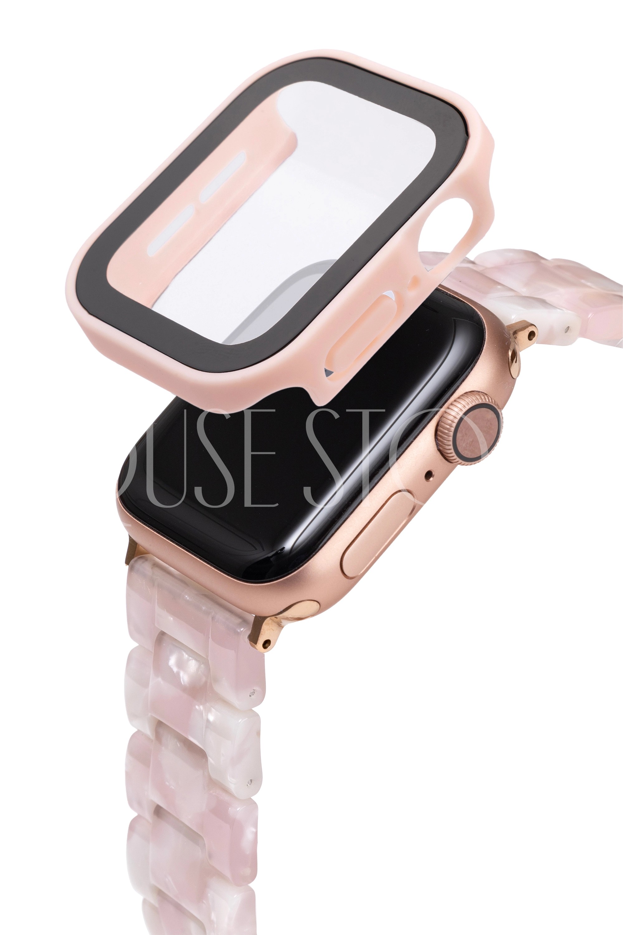 Apple Watch Suya Dayanıklı Tam Korumalı Kasa ve Ekran Koruyucu - Kum Pembesi