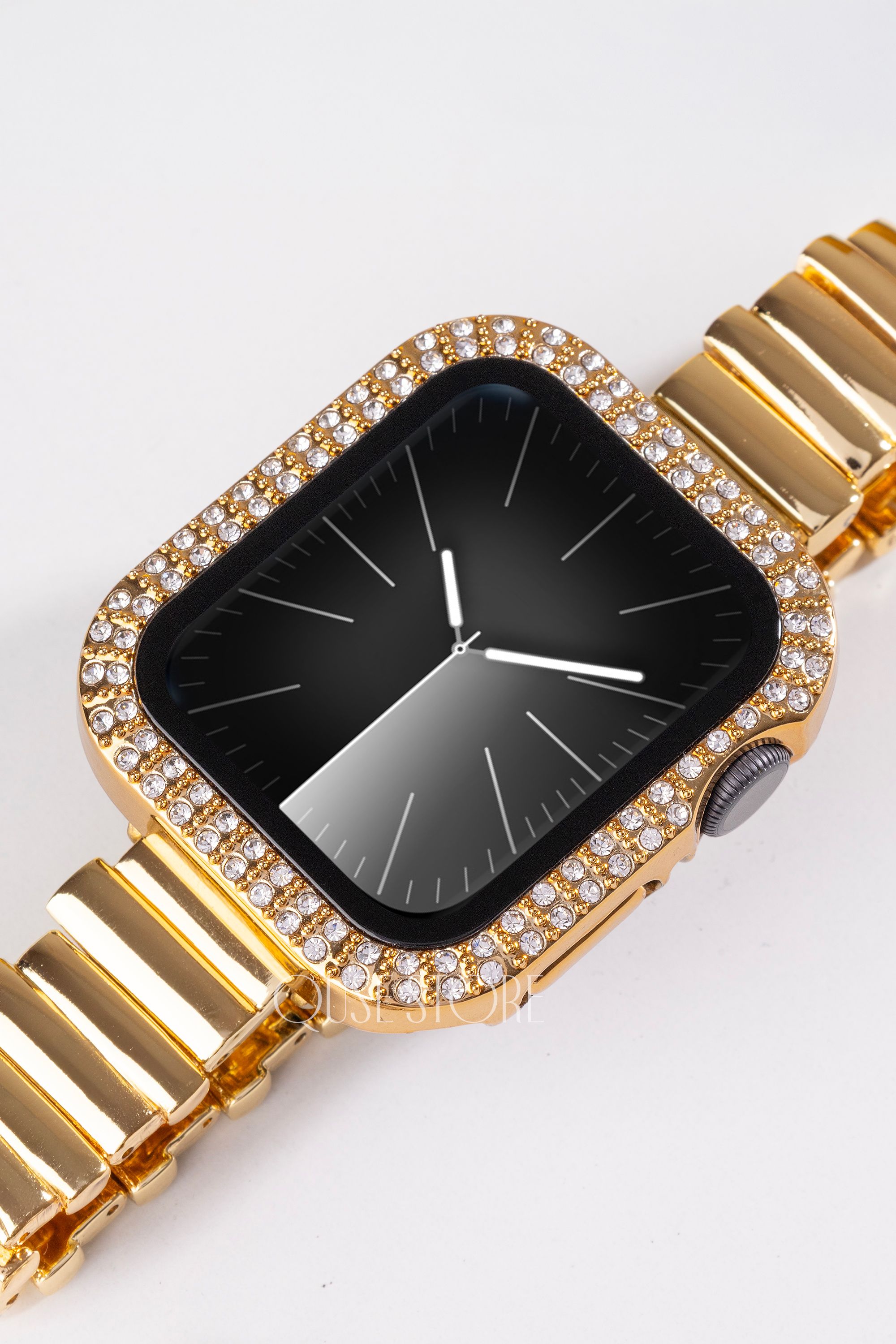 Apple Watch Uyumlu Kasa ve Ekran Koruyucu Kılıf – Gold | Taşlı Model