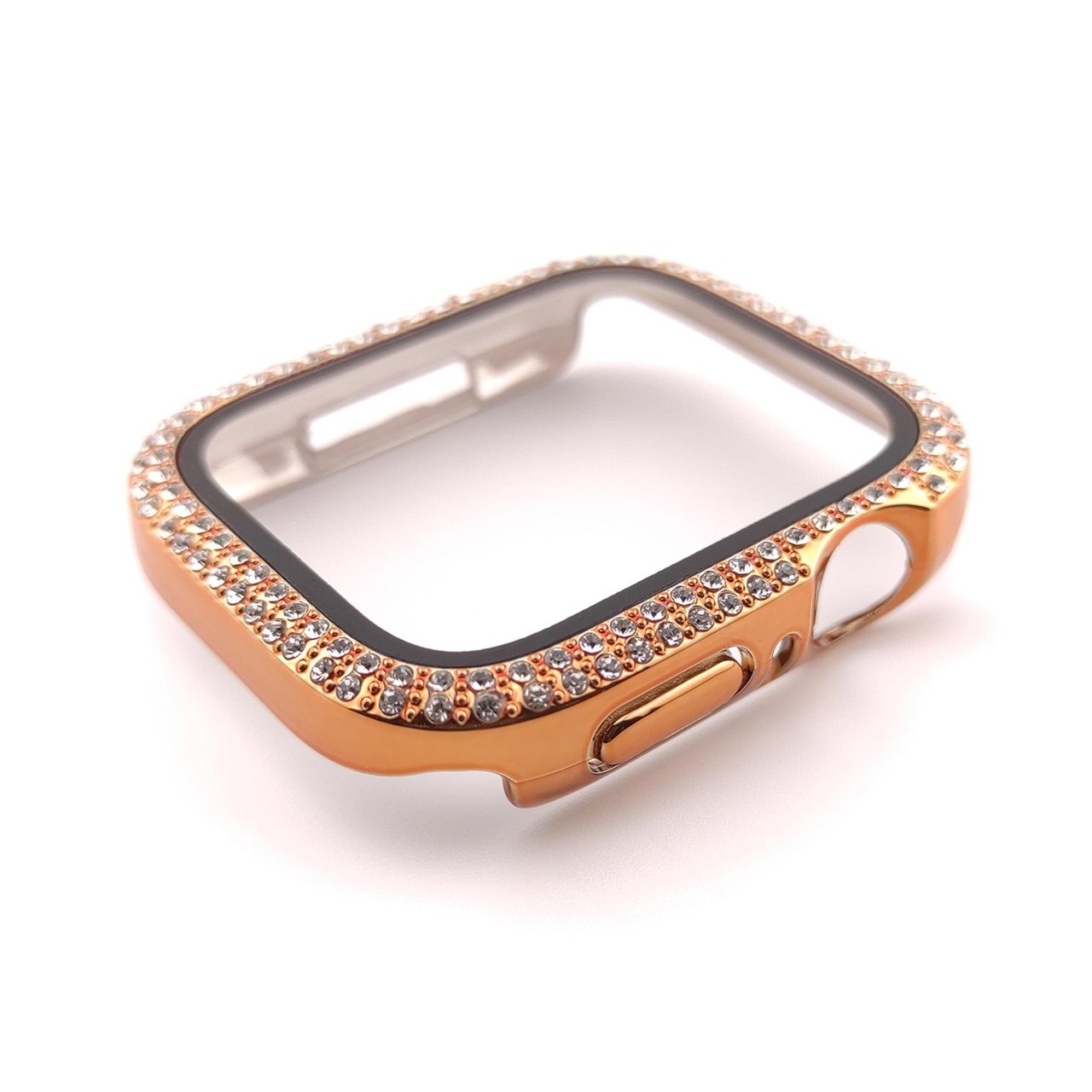 Apple Watch Uyumlu Kasa ve Ekran Koruyucu Kılıf – Rose Gold | Taşlı Model