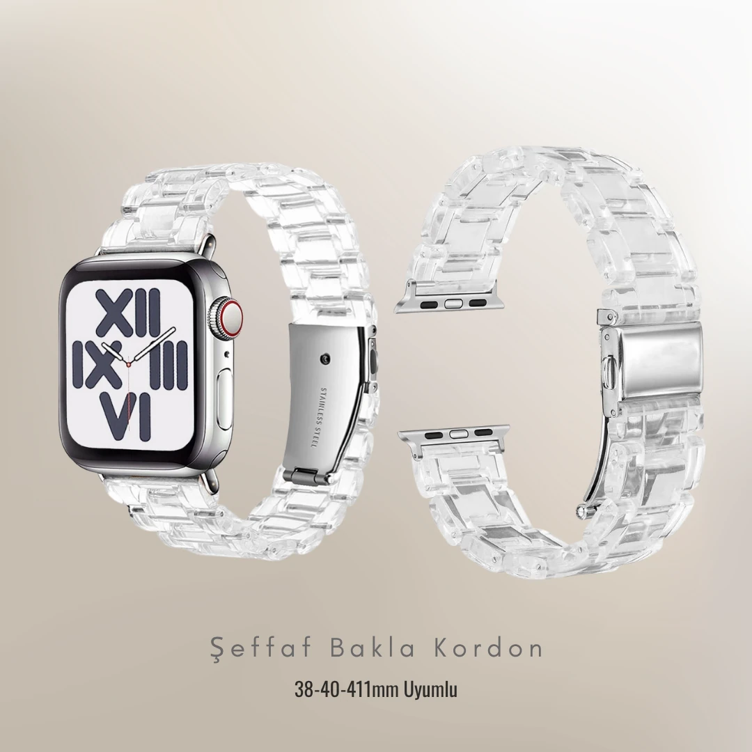 Şeffaf Bakla Kordon 38-40-41mm Uyumlu