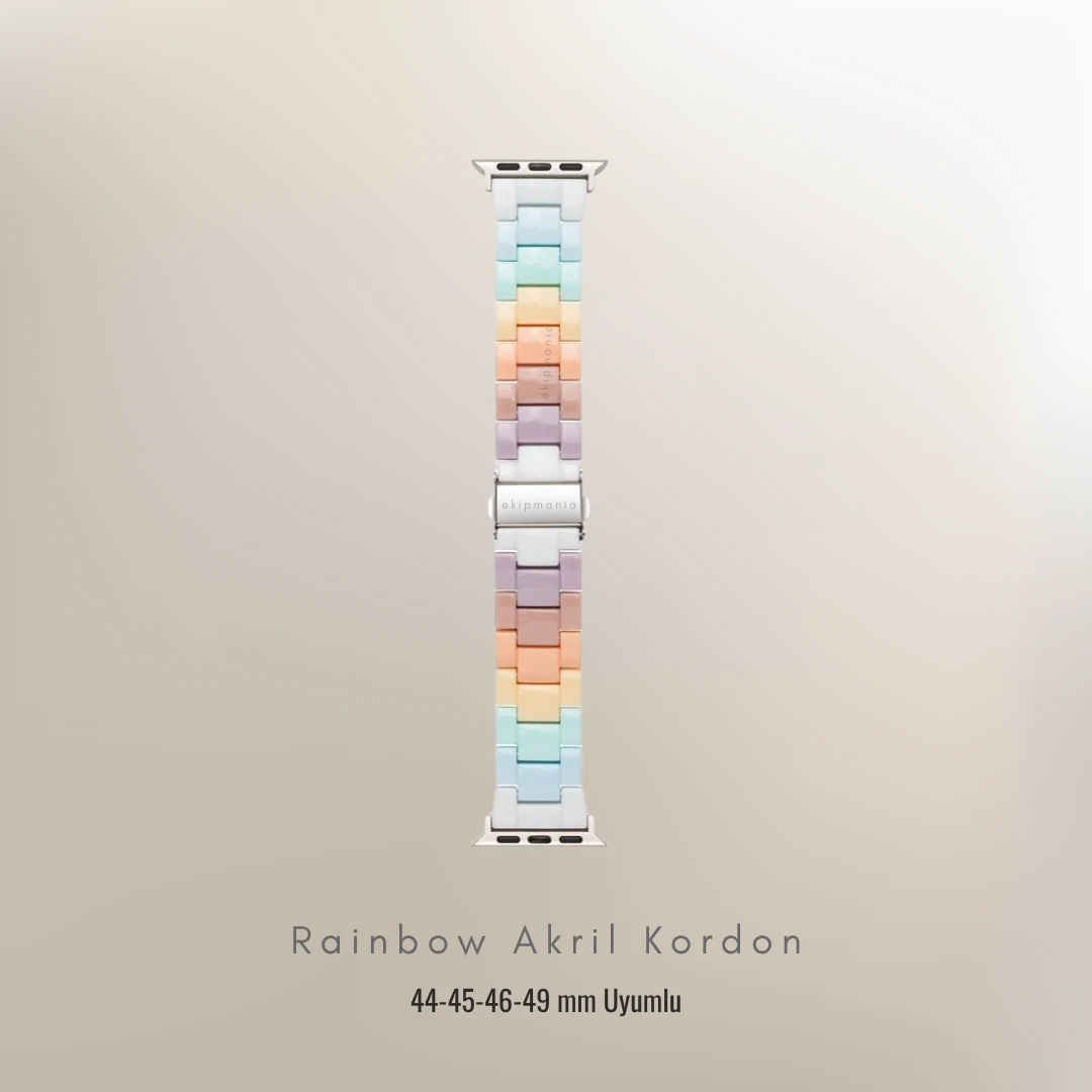 Rainbow Akril Kordon | 44-45-46-49mm Watch Uyumlu |