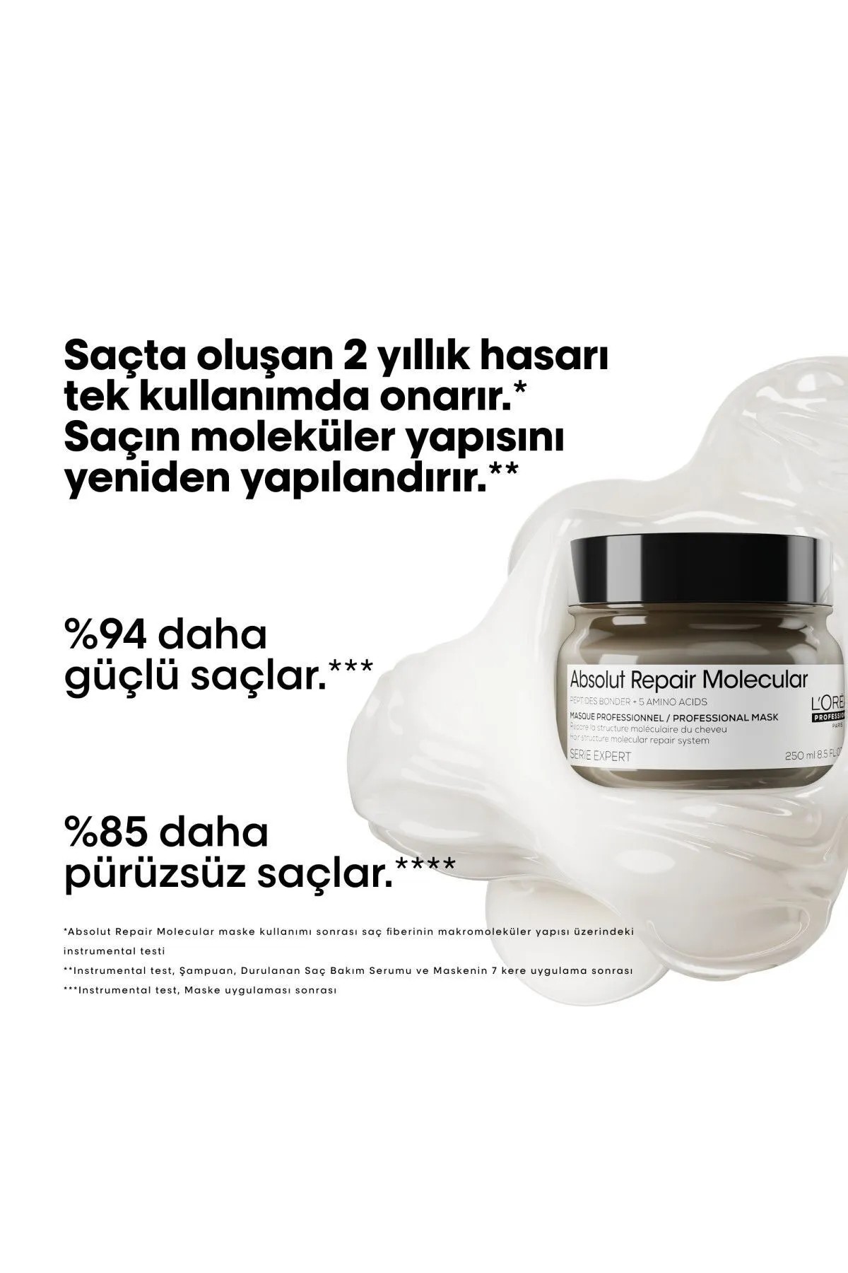 Loreal Professionnel Absolut Repair Molecular Yıpranmış Saçlar İçin Maske 250 ml