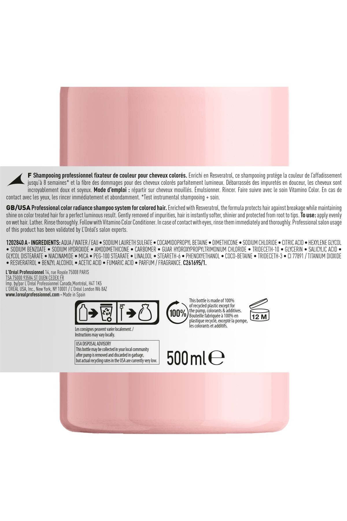 Serie Expert Vitamino Color Boyalı Saçlar Için Renk Koruyucu Şampuan 500ml