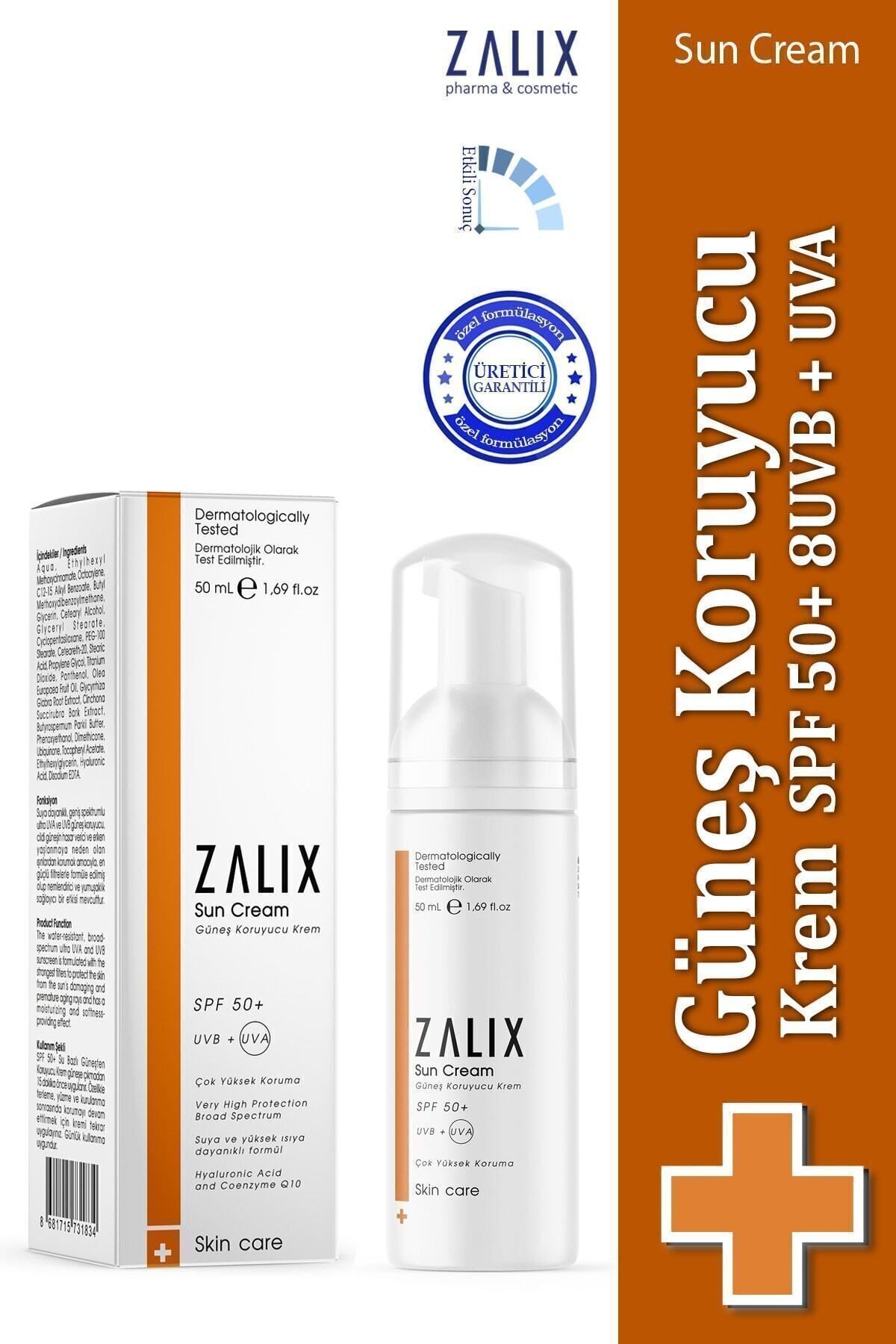 Güneş Koruyucu Krem -sun Cream Spf 50+ Uvb + Uva 50 Ml