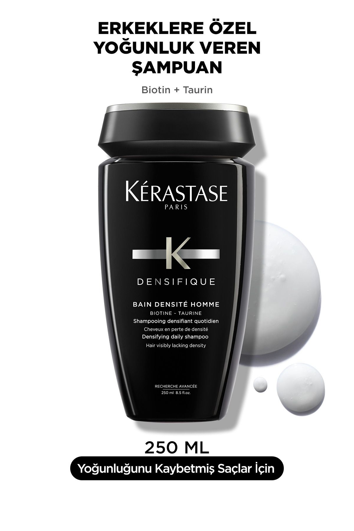 Kérastase Densifique Bain Homme – Erkekler İçin Yoğunluk Kazandıran Şampuan (250 ml)