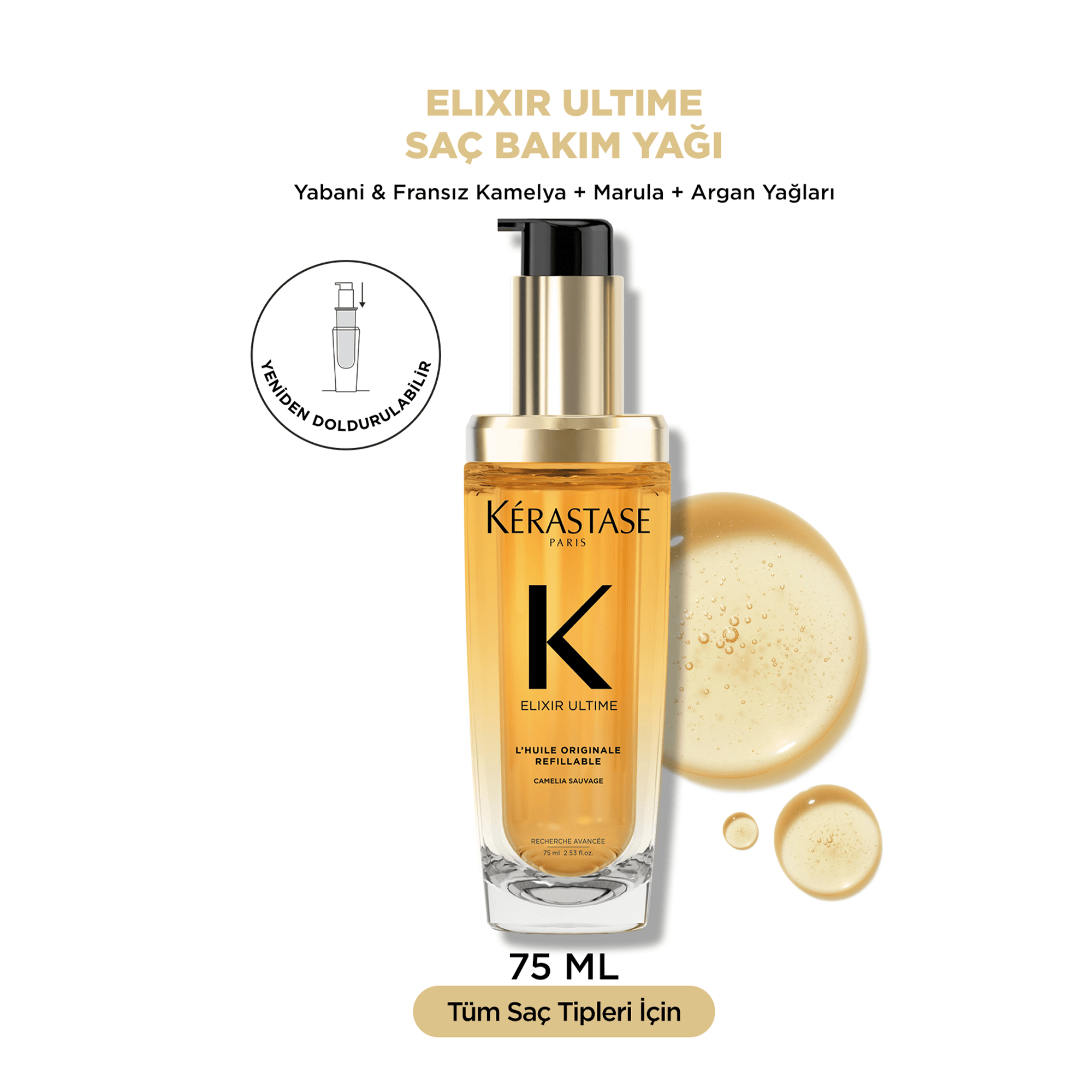  Kerastase Elixir Ultime L'Huile Originale Saç Yağı 75 ml   playvideoplaybutton           Ürün içerikleri ve ambalajları zaman zaman güncellenebilir. En yeni ve tam içerik listesi için ürün ambalajına bakınız.  Kargo Bedava  Kerastase Elixir Ultime L'Huile