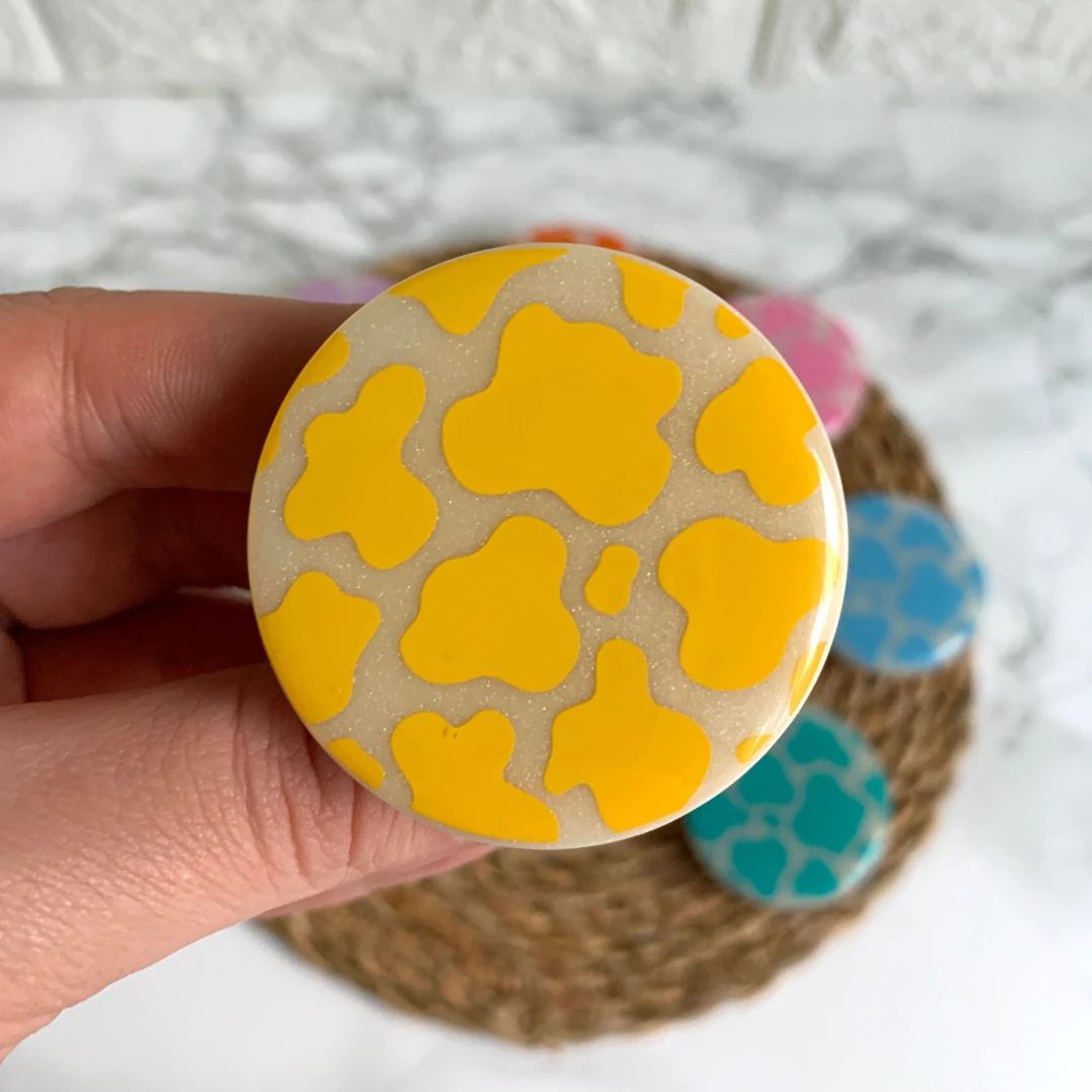 İnek Desenli Telefon Tutucu - Sarı