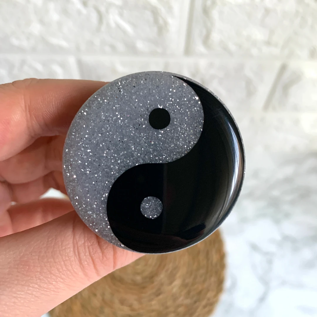 Ying-Yang Telefon Tutucu - Gri Simli