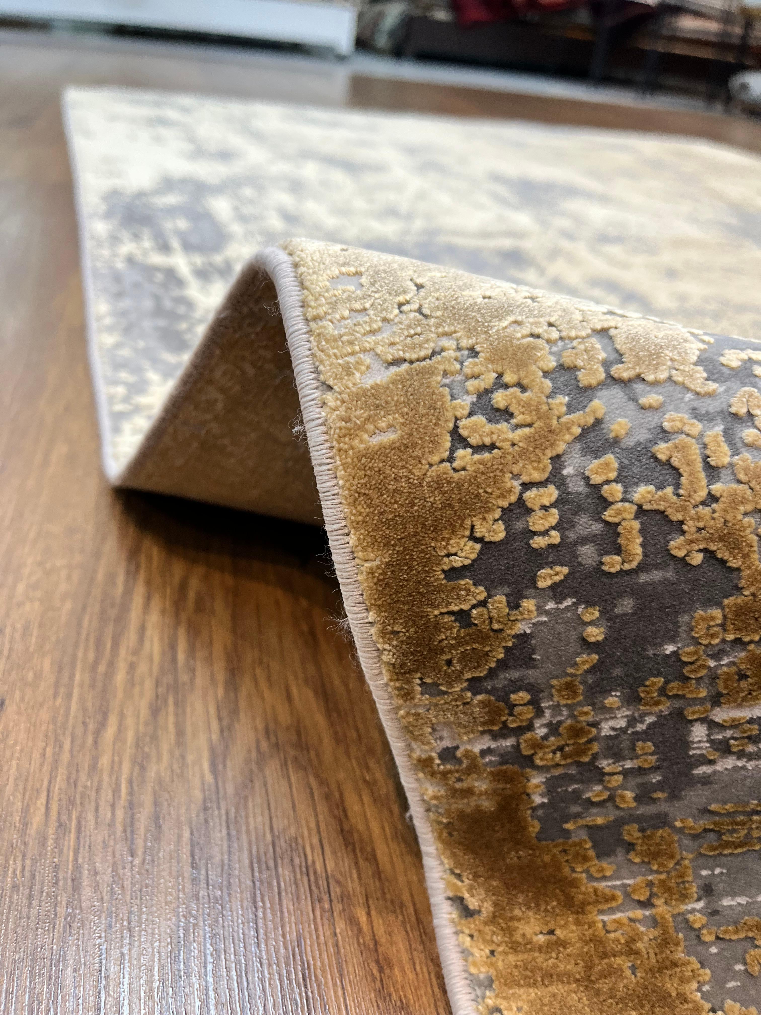 BUGO CONCEPT AKRİLİK VİSKON GREY GOLD MAKİNA HALISI 160x230 