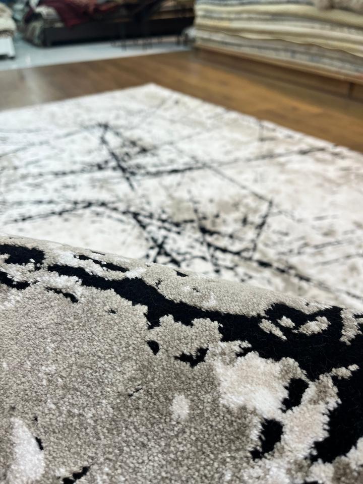 BUGO CONCEPT AKRİLİK BEJ SİYAH MAKİNA HALISI 160x230