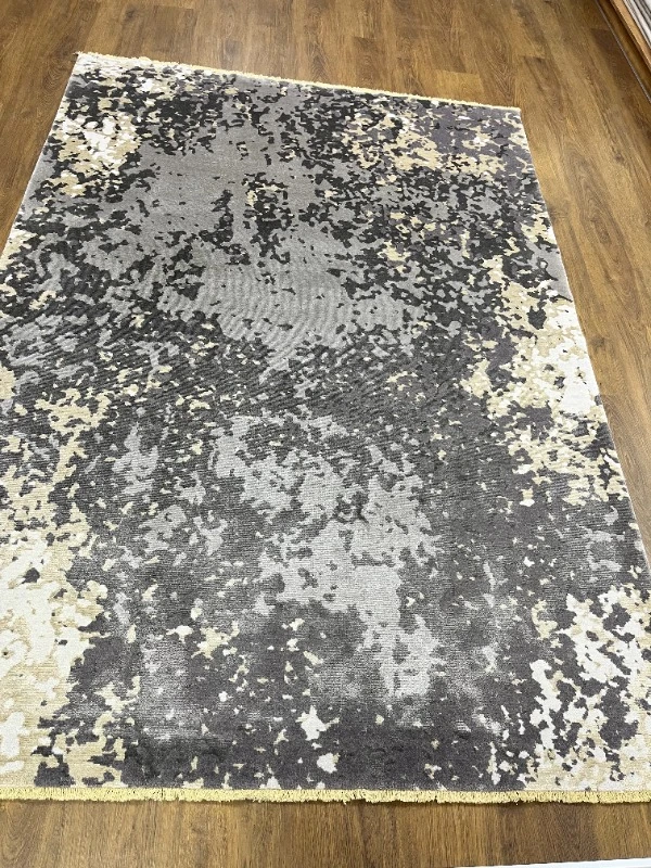 ÖZEL TEZGAH 04 CREAM GREY El Emeği ile Özel Tezgahlarda Üretilen Yün Viskon Salon Halısı 170X240