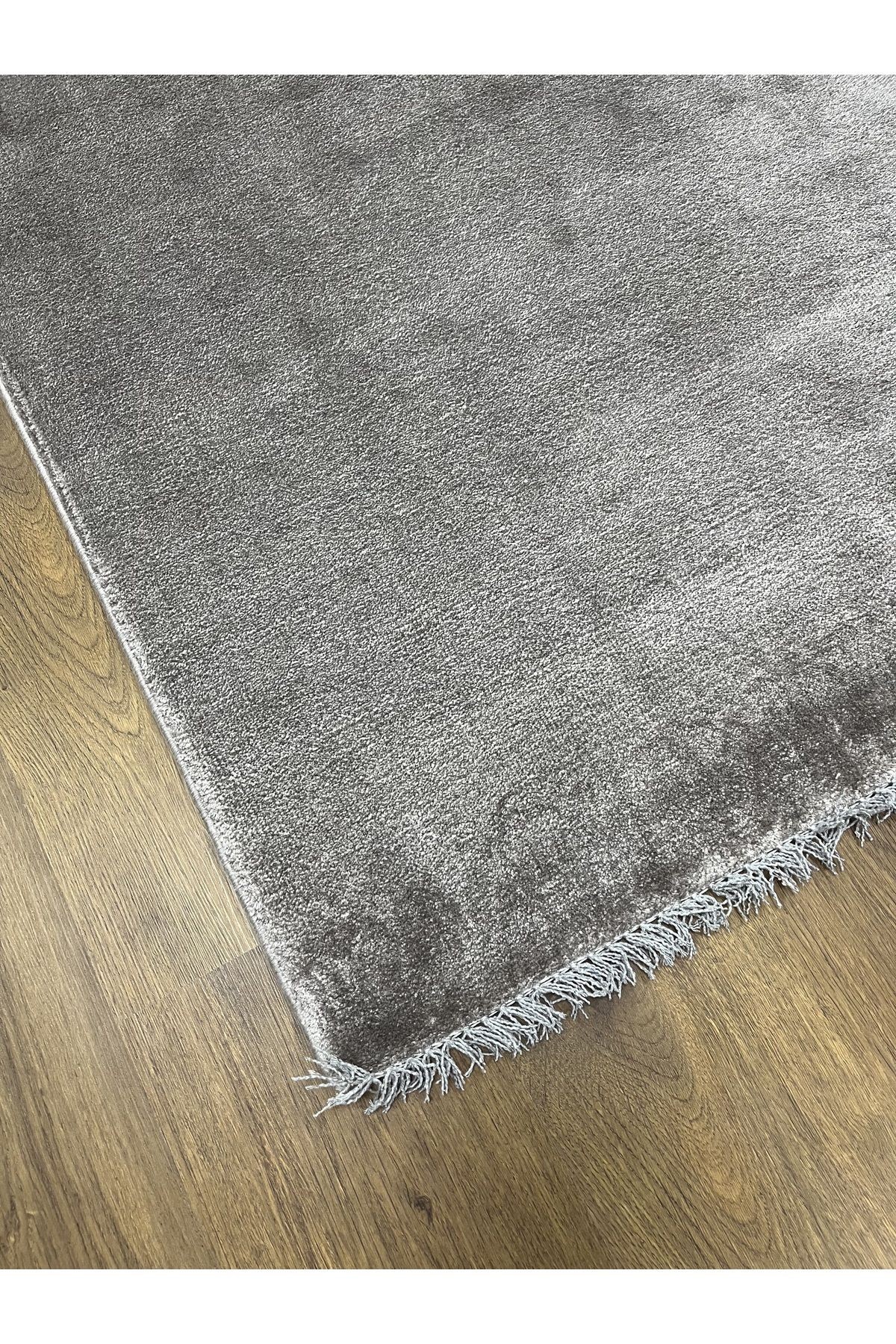 Grey Antrasit Parlak Natural Viskon Salon Halısı 160x230