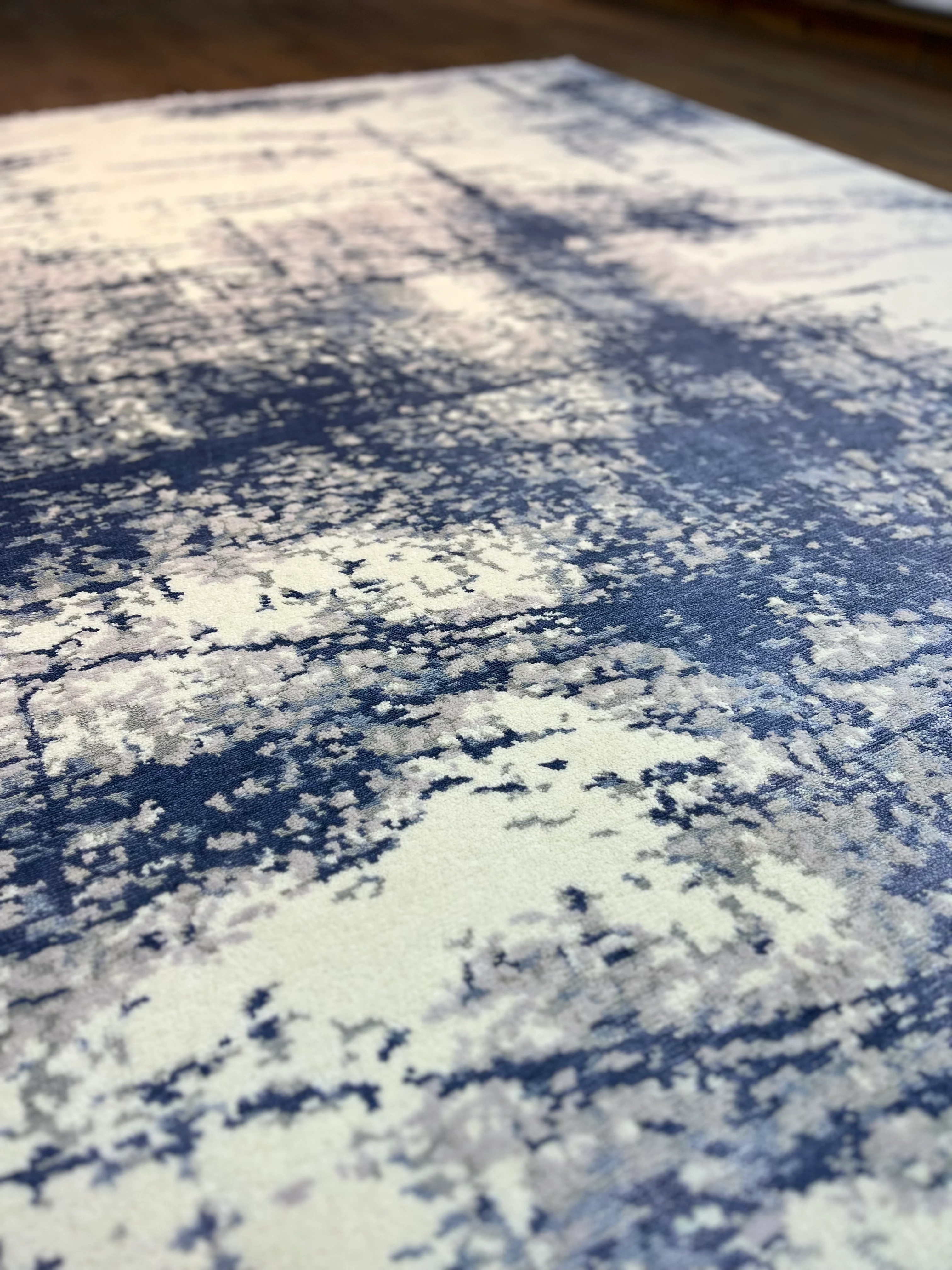 ÖZEL TEZGAH 06 OPTİK BLUE El Emeği ile Özel Tezgahlarda Üretilen Yün Viskon Salon Halısı 160X230