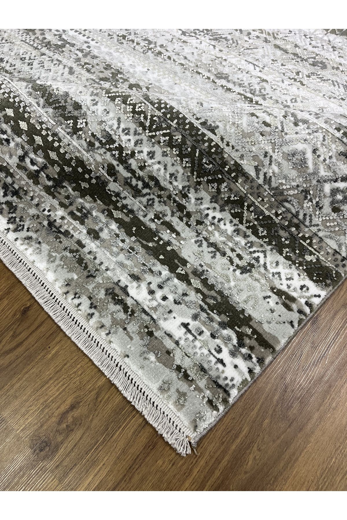 Gri Mavi Karışık Natural Viskon Spor Desen Salon Halısı 160x230