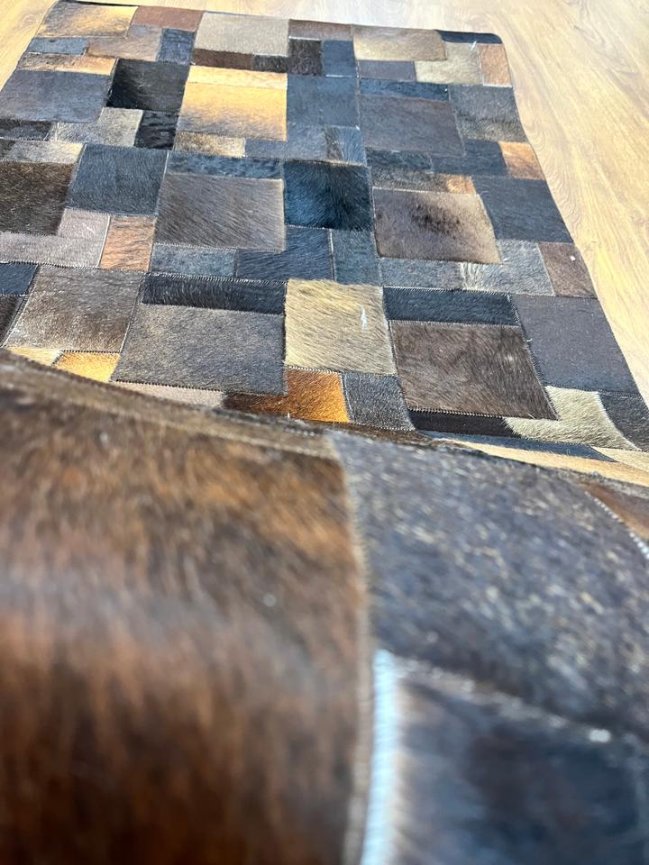 BÜYÜK PARÇALI DANA DERİSİ PATCHWORK HALI 80x140