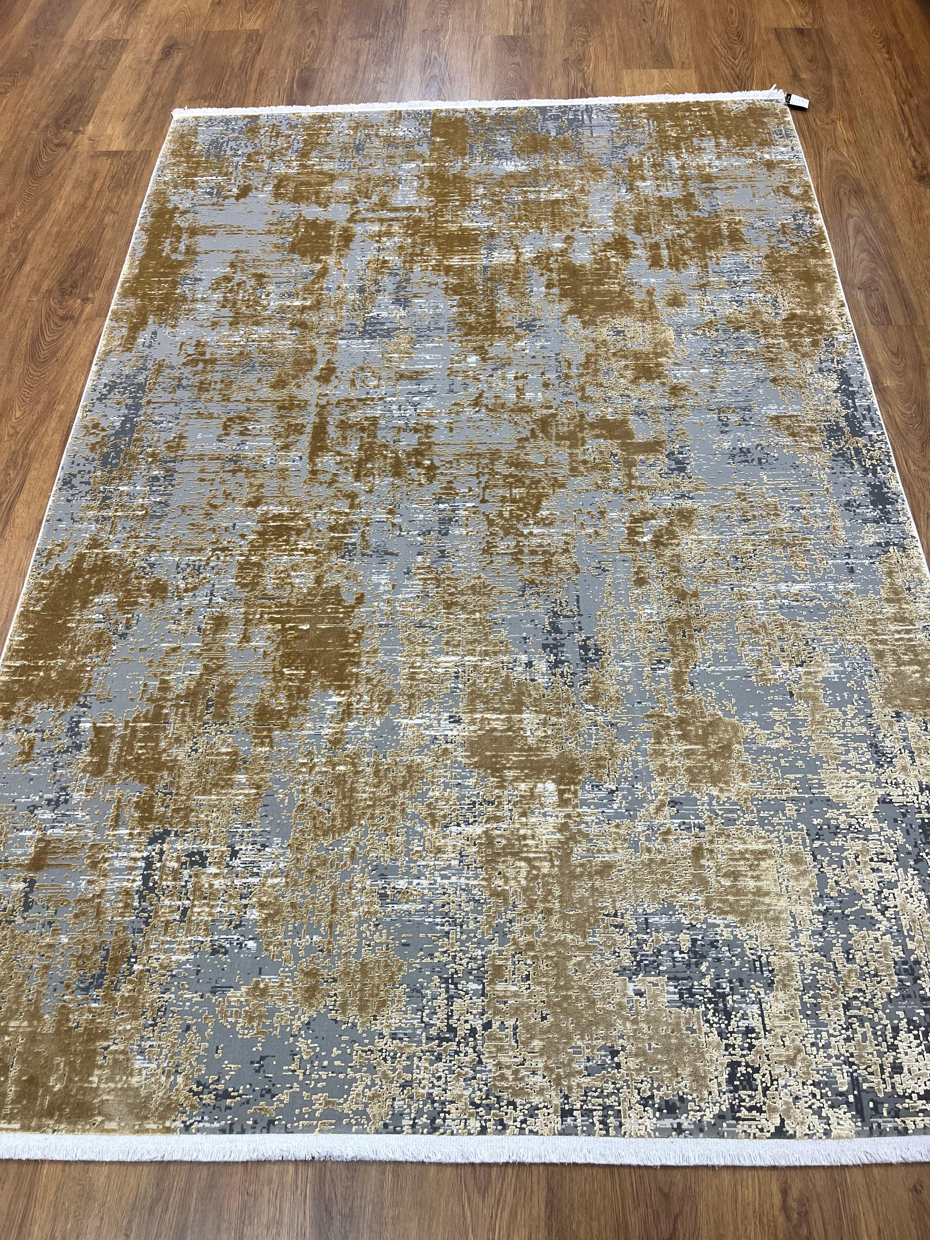 BUGO CONCEPT AKRİLİK VİSKON GREY GOLD MAKİNA HALISI 160x230 