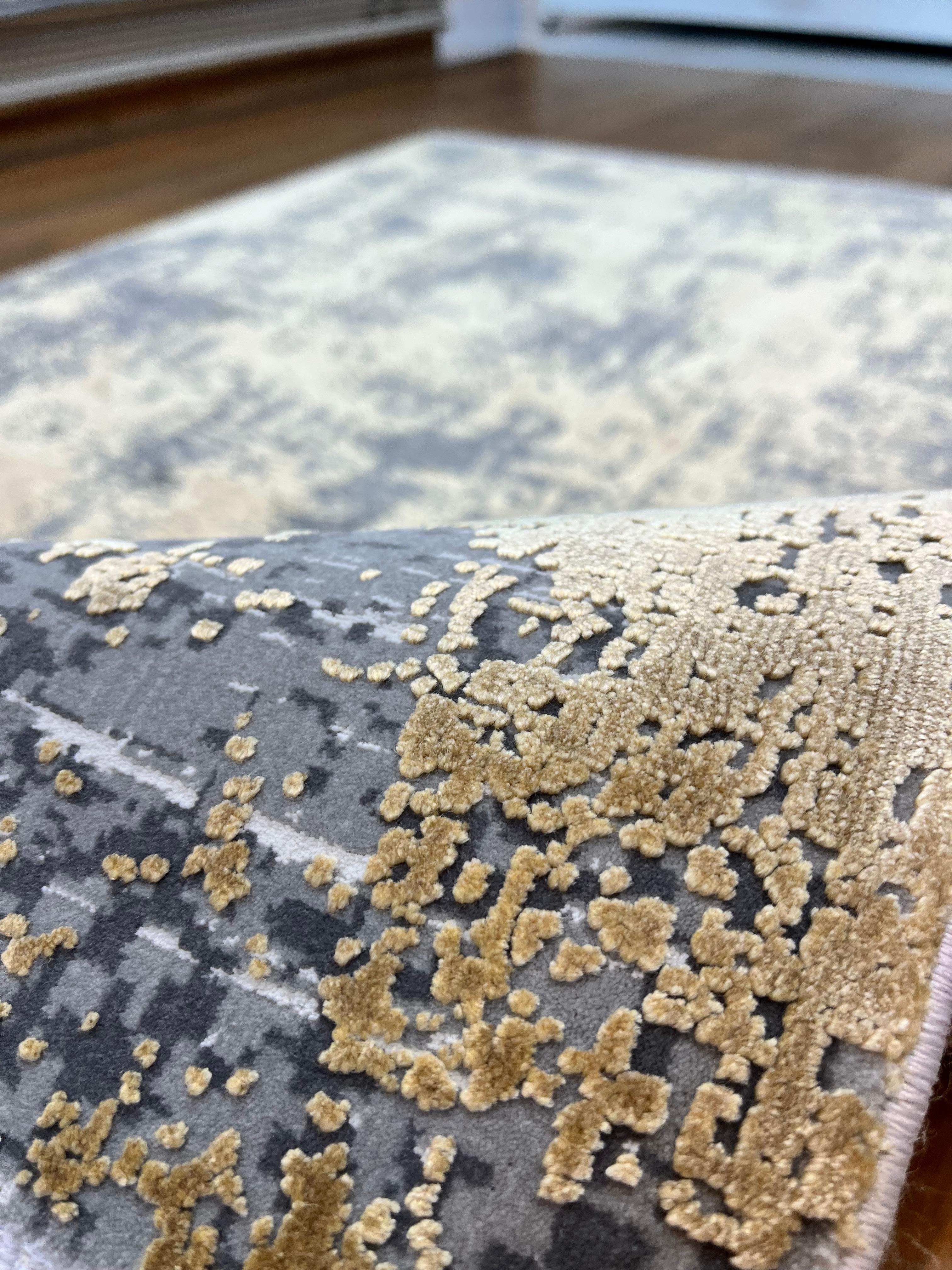 BUGO CONCEPT AKRİLİK VİSKON GREY GOLD MAKİNA HALISI 160x230 