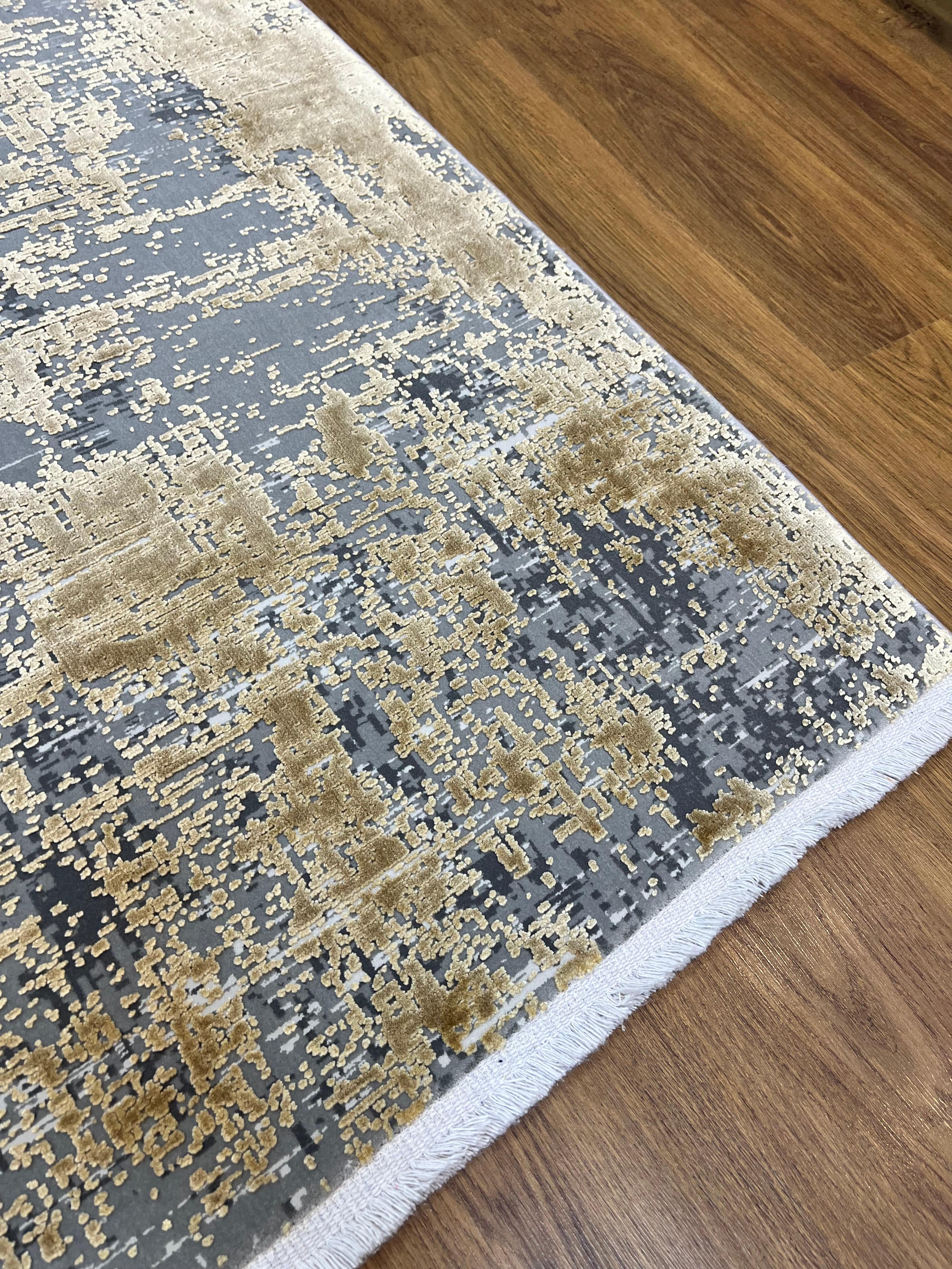 BUGO CONCEPT AKRİLİK VİSKON GREY GOLD MAKİNA HALISI 160x230 