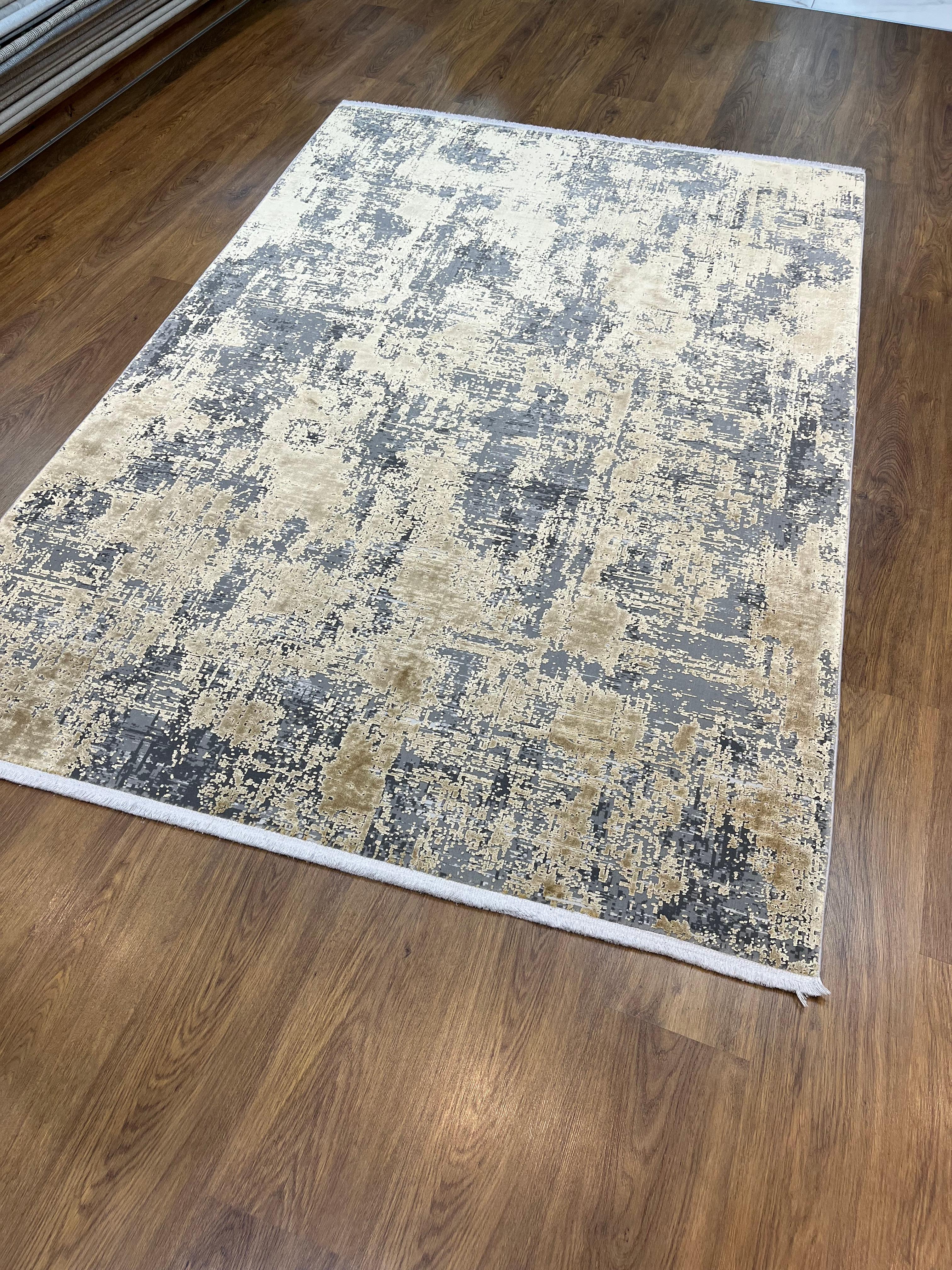 BUGO CONCEPT AKRİLİK VİSKON GREY GOLD MAKİNA HALISI 160x230 
