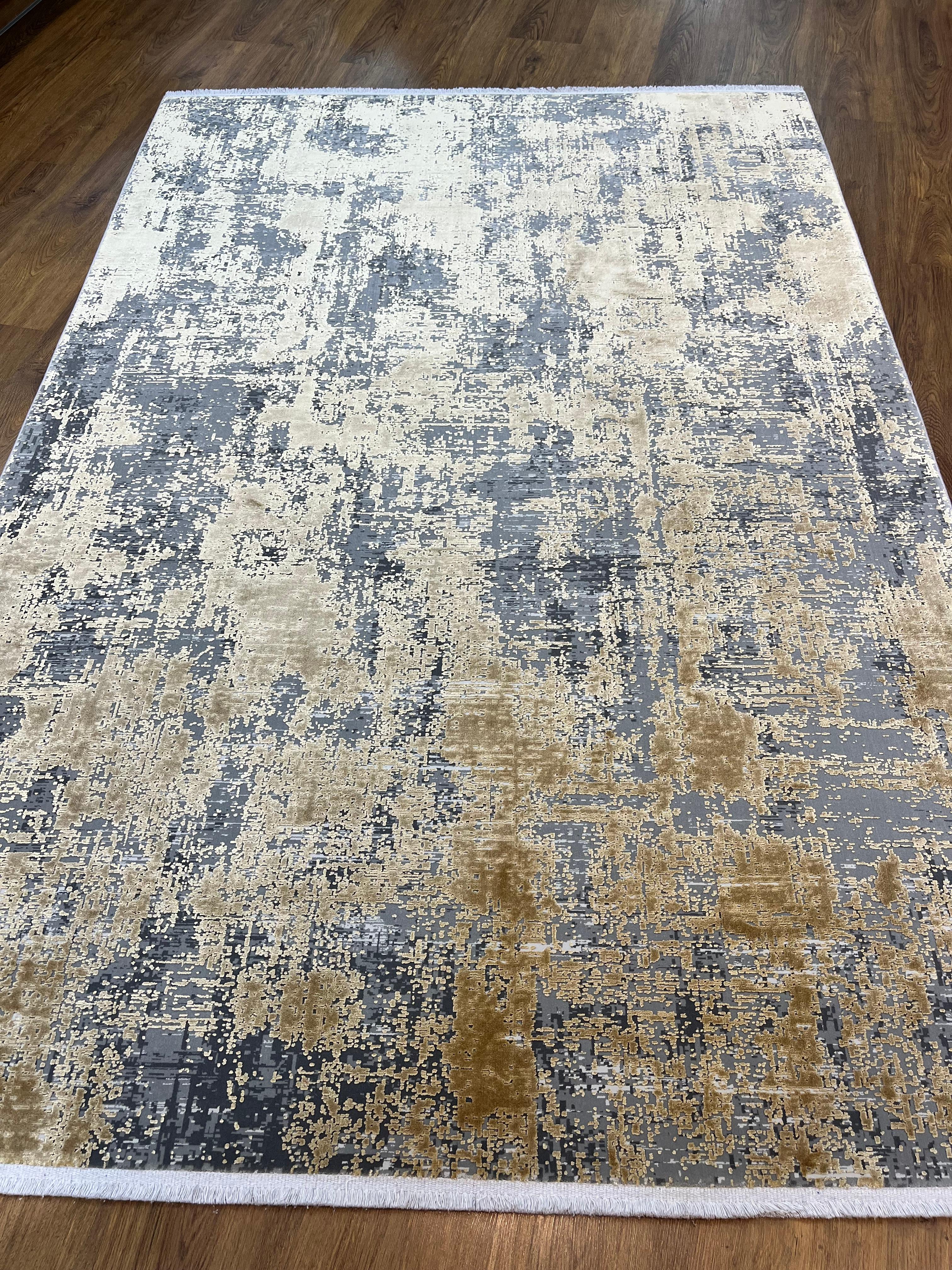 BUGO CONCEPT AKRİLİK VİSKON GREY GOLD MAKİNA HALISI 160x230 
