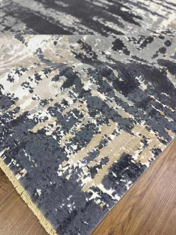 ÖZEL TEZGAH 15 STONE GREY El Emeği ile Özel Tezgahlarda Üretilen Yün Viskon Salon Halısı 170X240
